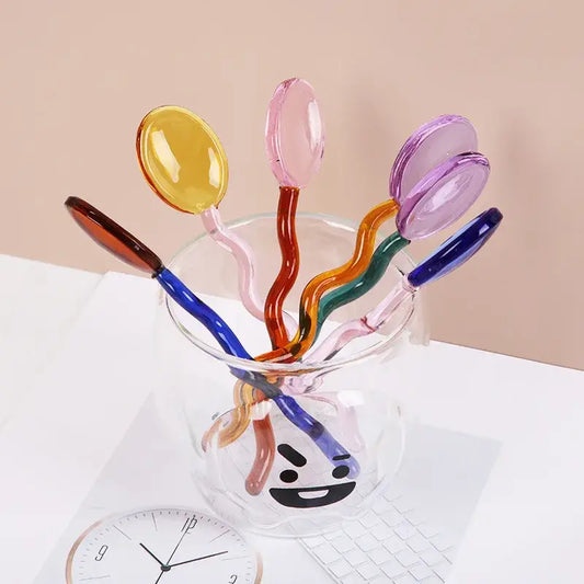 Ivore Group Coloured Glass Stirring Spoons in Various Colours