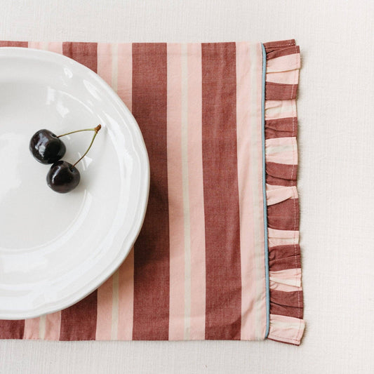 TBCo Cotton Placemats Set of 2 in Red Stripe