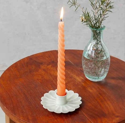 Metal Flower Candle Holder in Light Grey